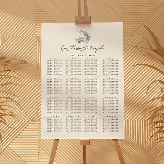 Shell Beach Ocean Bruiloft 16 Tafel Zitkaarten Poster