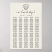 Shell Beach Ocean Bruiloft 30 Tafel Zitkaarten Poster (Voorkant)