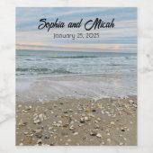 Shell Beach Sunrise Bruiloft Wijnfles Etiketten (Enkel label)