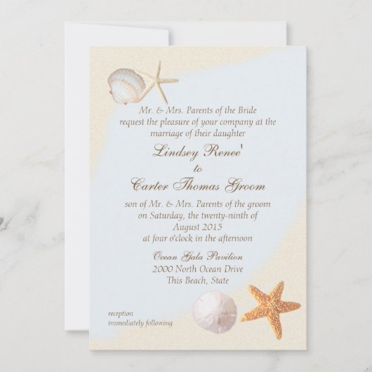 Shell Beach Zee Shore Bruiloft Kaart (Voorkant)