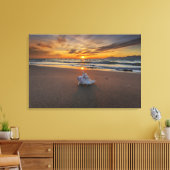 Shell bij het strand op zonsondergang | eiland Kos Canvas Afdruk (Insitu (Woonkamer))