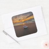 Shell bij het strand op zonsondergang | eiland Kos Vierkante Sticker (Envelop)