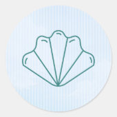 Shell Blau Strand Zomer Huwelijk Ronde Sticker (Voorkant)