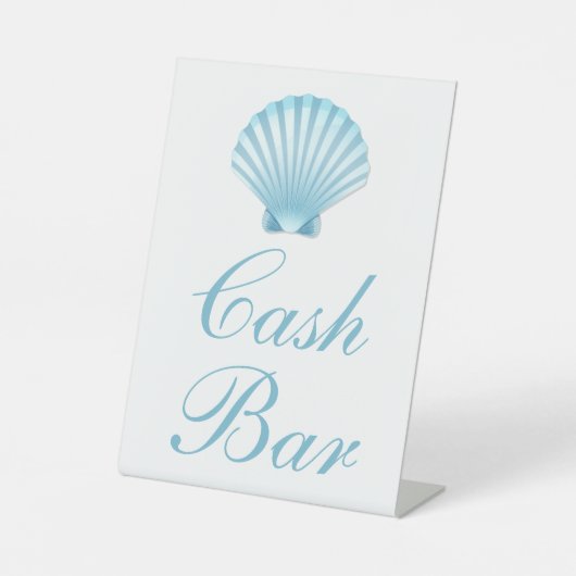 Shell Blauw Naustisch Strand Elegante Trouwbar Reclamebord Met Voetstuk (Voorkant)