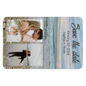 Shell blauw strandmagneet save-the-date sjabloon magneet (Horizontaal)