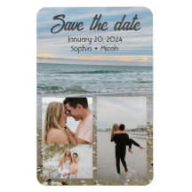Shell blauw strandmagneet save-the-date sjabloon