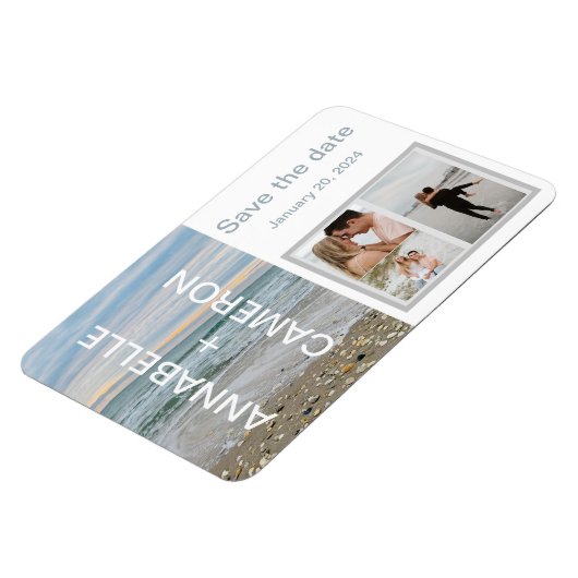 Shell blauw strandmagneet sparen de datum sjabloon magneet (Linkerzijde)