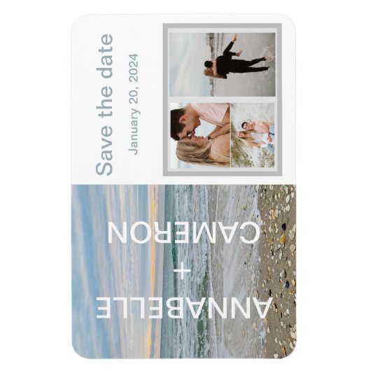 Shell blauw strandmagneet sparen de datum sjabloon magneet (Verticaal)