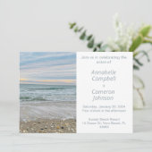 Shell Blue Beach bruiloft uitnodiging (Staand voorkant)