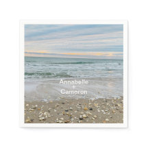 Shell Blue Beach Sunrise bruiloft servetten