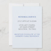 Shell Blue begrafenis herdenking Kaart (Achterkant)