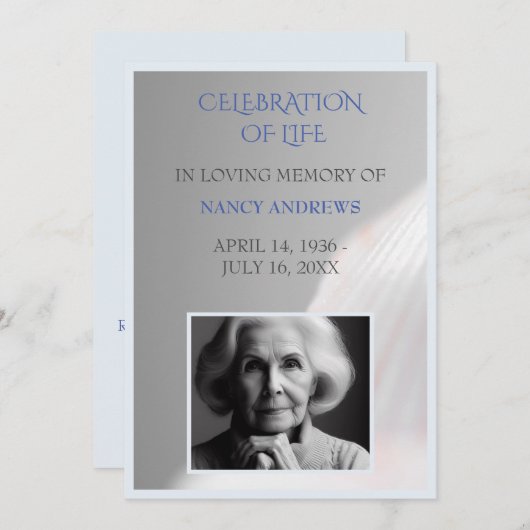 Shell Blue begrafenis herdenking Kaart (Voorkant / Achterkant)