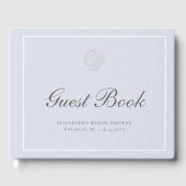 Shell Blue Elegant Coastal Nautical Bridal Shower Gastenboek (Voorkant)