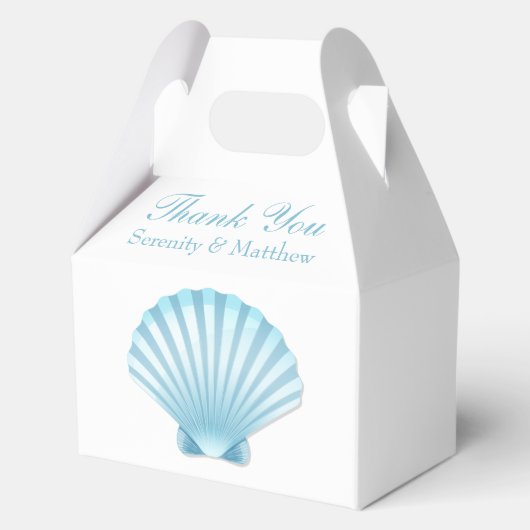Shell Blue Nautical Beach Wedding Dank u Bedankdoosjes (Voorkant)