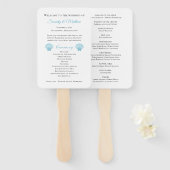 Shell Blue Nautical Beach Wedding Programma Handwaaier (Voorkant en achterkant)