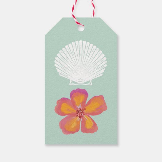 "Shell-Celebration" Kuststrand Feestthema Cadeaulabel (Achterkant)