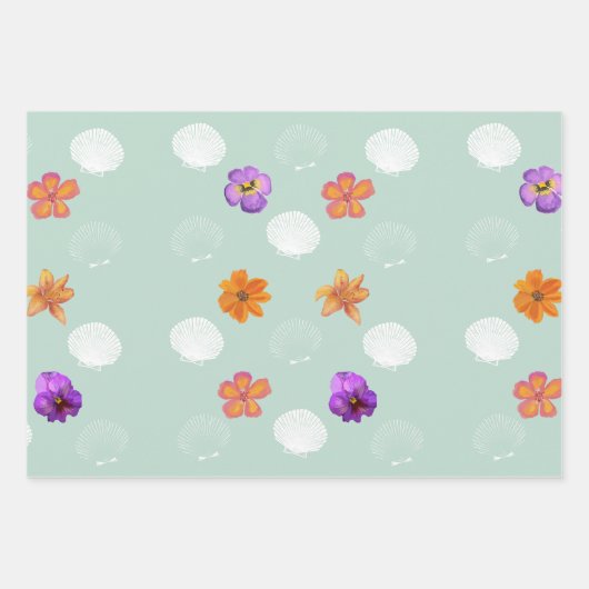 "Shell-Celebration" Kuststrand Feestthema Inpakpapier Vel (Voorkant 3)