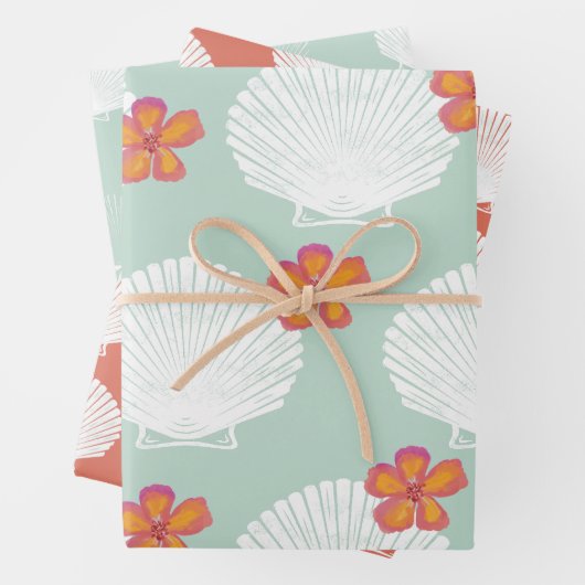 "Shell-Celebration" Kuststrand Feestthema Inpakpapier Vel (In situ)