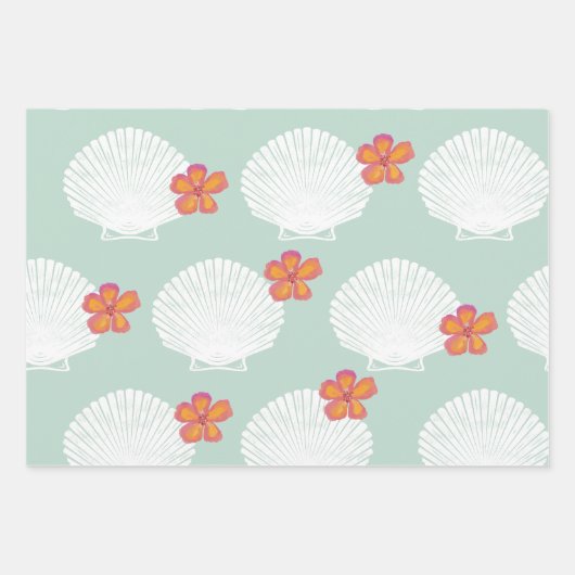 "Shell-Celebration" Kuststrand Feestthema Inpakpapier Vel (Voorkant)