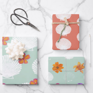 "Shell-Celebration" Kuststrand Feestthema Inpakpapier Vel