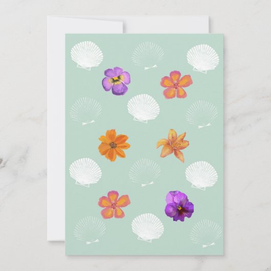 "Shell-Celebration" Kuststrand Feestthema Kaart (Achterkant)