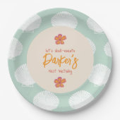 "Shell-Celebration" Kuststrand Feestthema Papieren Bordje (Voorkant)