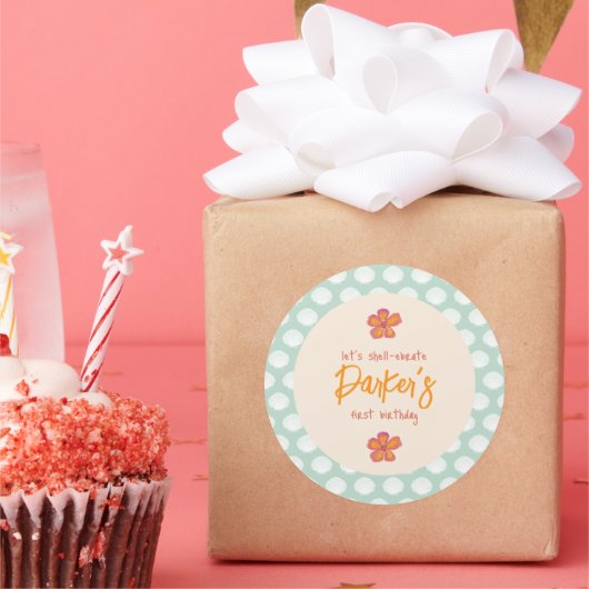 "Shell-Celebration" Kuststrand Feestthema Ronde Sticker (Feest)