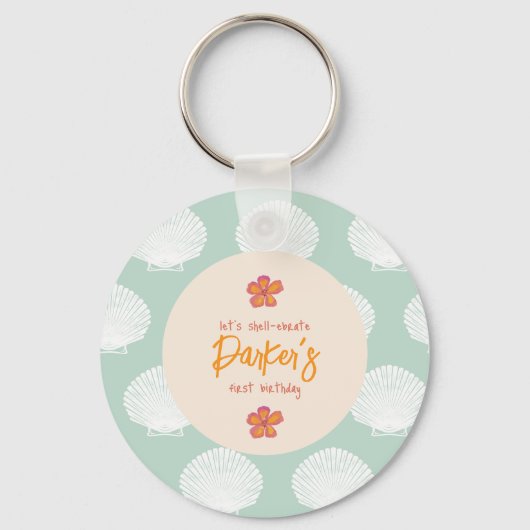 "Shell-Celebration" Kuststrand Feestthema Sleutelhanger (Voorkant)