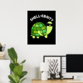Shell-celebrity Funny Celebrity Tortoise Pun Dark Poster (Thuiskantoor)
