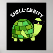 Shell-celebrity Funny Celebrity Tortoise Pun Dark Poster (Voorkant)