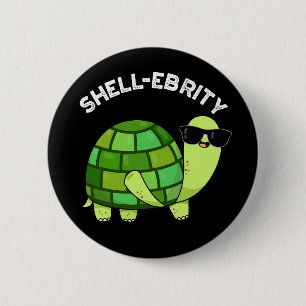 Shell-celebrity Funny Celebrity Tortoise Pun Dark  Ronde Button 5,7 Cm