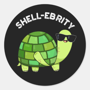 Shell-celebrity Funny Celebrity Tortoise Pun Dark Ronde Sticker