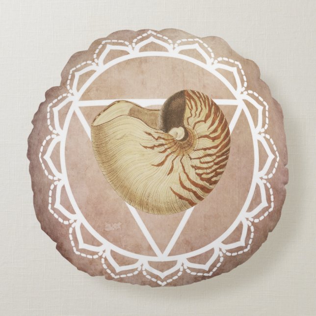Shell Chakra Red Rond Kussen (Voorkant)