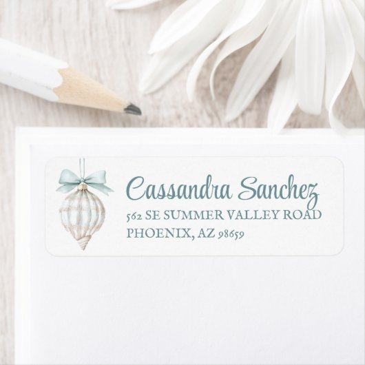 Shell Christmas Ornament Retour Adreslabel Etiket (Insitu)