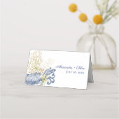 Shell Coastal Blue & Gold Folded Place Card Plaatskaartje (Achterkant)