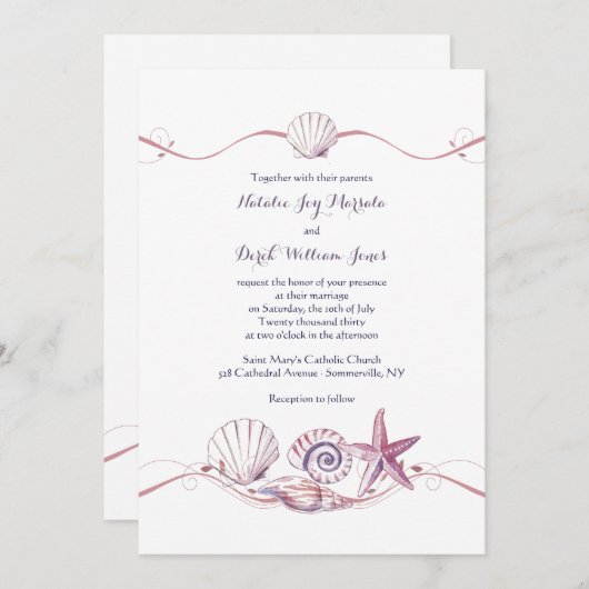 Shell Collectie Invitation Kaart (Voorkant / Achterkant)