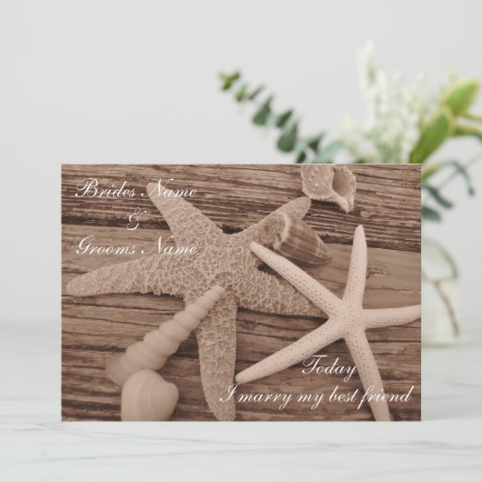 Shell Collectie Wedding Invitation Kaart (Staand voorkant)