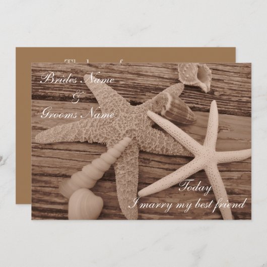 Shell Collectie Wedding Invitation Kaart (Voorkant / Achterkant)