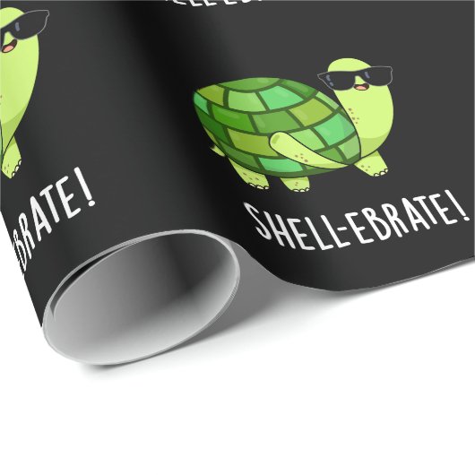 Shell-ebrate Funny Tortoise Animal Pun Dark BG Cadeaupapier (Rol Hoek)