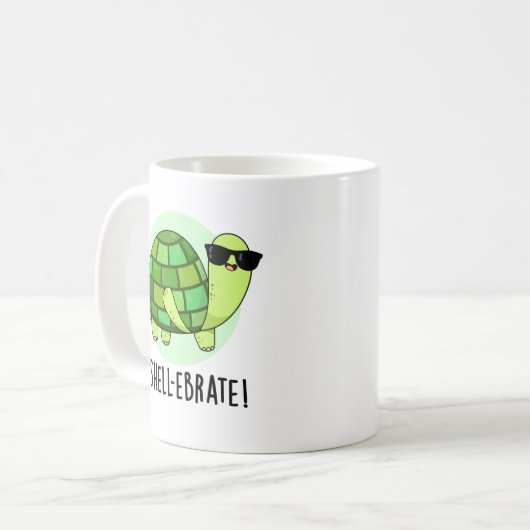 Shell-ebrate Grappige Tortoise Dierlijke Pun Koffiemok (Voorkant links)