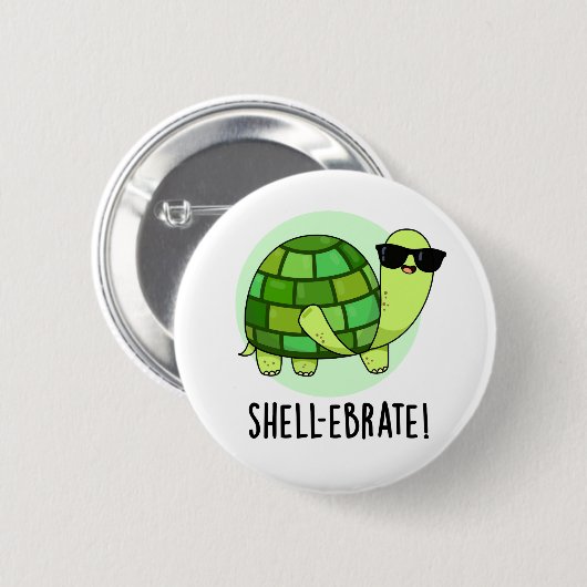 Shell-ebrate Grappige Tortoise Dierlijke Pun Ronde Button 5,7 Cm (Voorkant /achterkant)