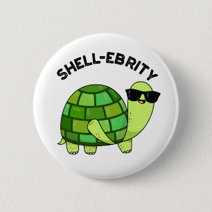Shell-ebrity Funny Celebrity Tortoise Pun Ronde Button 5,7 Cm