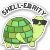 Shell-ebrity Funny Celebrity Tortoise Pun Sticker (Voorkant)