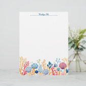 Shell en Coral Border Briefhoofd (Staand voorkant)