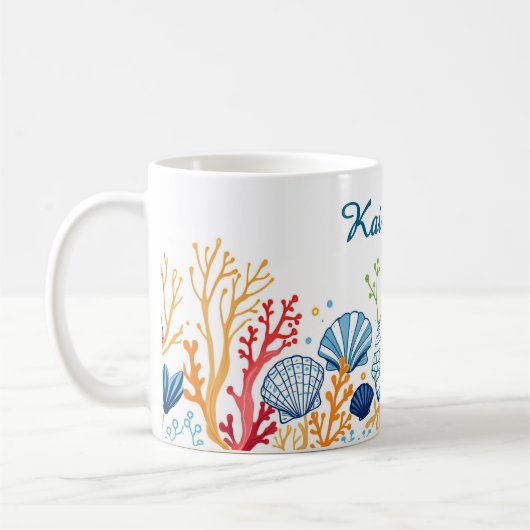 Shell en Coral Border Koffiemok (Links)