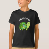 Shell-fie Funny Tortoise Selfie Pun Dark BG T-shirt (Voorkant)