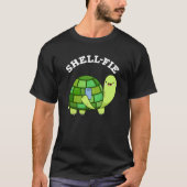 Shell-fie Funny Tortoise Selfie Pun Dark BG T-shirt (Voorkant)