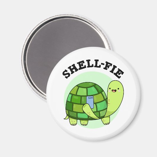 Shell-fie Funny Tortoise Selfie Pun Magneet (Voorkant / Achterkant)