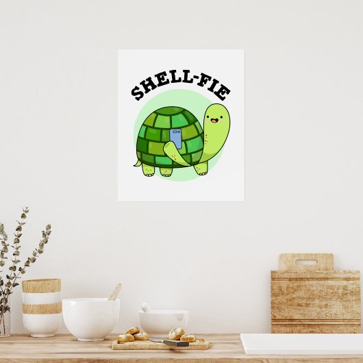 Shell-fie Funny Tortoise Selfie Pun Poster (Keuken)