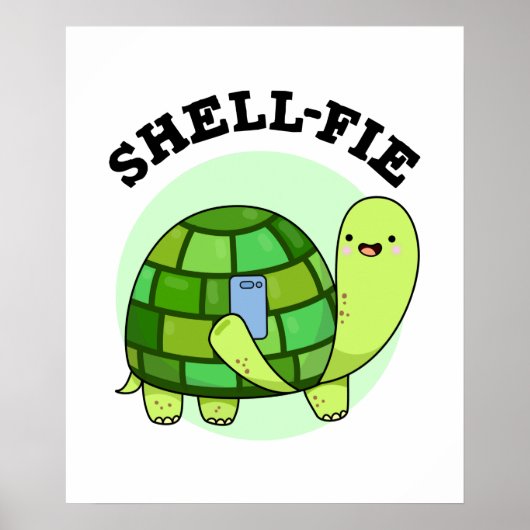 Shell-fie Funny Tortoise Selfie Pun Poster (Voorkant)